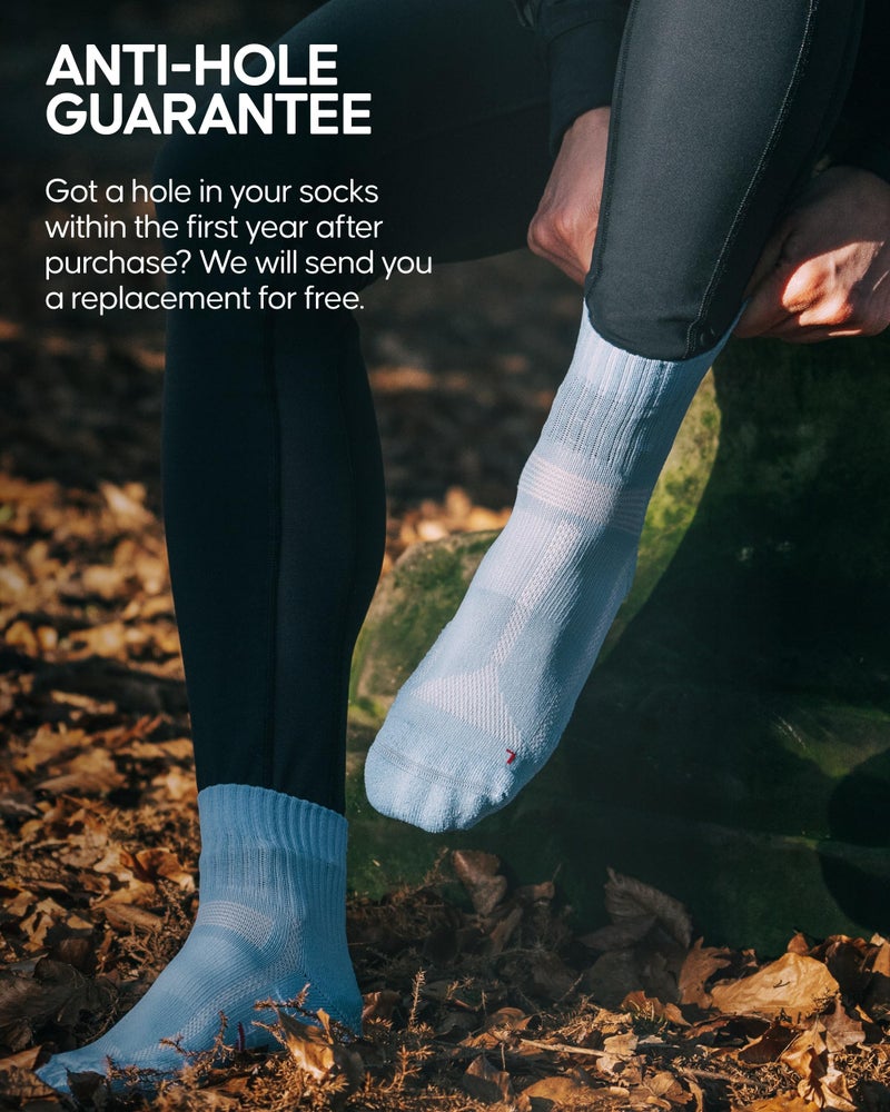 DANISH ENDURANCE 3 Pack Running Socks for Long Distances, Quarter, Men & Women, Light Blue/Orange, US Women 11-13 // US Men 9.5-12.5 - Image 4
